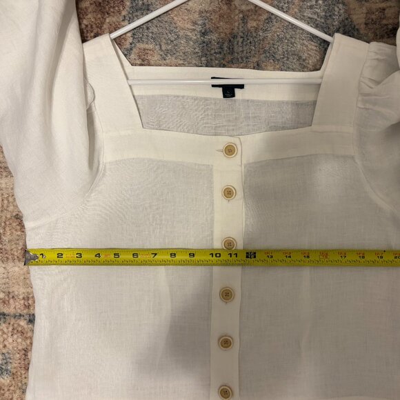 J. Crew #BG249 Women's Linen Square-Neck Button-Front Shirt Top Blouse L White - Picture 6 of 9